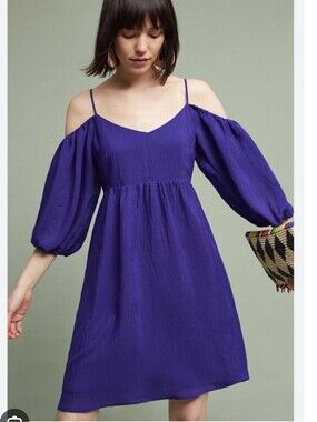 ​Moulinette Soeurs Anthropologie Carina Blue Dress Size S Rayon Blend Mini